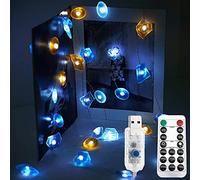 Crystal SeaStone String Lights Starry Silver Wire Shell Light Strand 14ft 40 LED Decorative Fairy Light USB Powered with 8 Modes Remote Control Timer for Bedroom Christmas Halloween (SeaStone, 40LED)