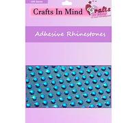 Crystal Self Adhesive Diamante Gems by Crafts In Mind | 2mm (195 Gems) / 3mm (195 Gems) / 4mm (195 Gems) / 6mm (96 Gems) / 8mm (56 Gems) | Stick On Rhinestones | 12 Colours (Turquoise, 4mm (195 Gems))