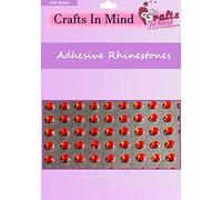 Crystal Self Adhesive Diamante Gems by Crafts In Mind | 2mm (195 Gems) / 3mm (195 Gems) / 4mm (195 Gems) / 6mm (96 Gems) / 8mm (56 Gems) | Stick On Rhinestones | 12 Colours (Red, 4mm (195 Gems))