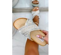 Crystal Shimmer Wedge Sliders Love Lemonade Silver 3