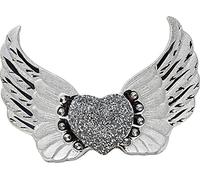 Crystal Silver Sparkle Bling: 30cm Crushed Diamond Angel Wings Shelf Sitter Ornament with Heart Slogan - Large Ceramic Silver Sparkle Statue for Home Decor, Tabletop, and Shelf Sitter