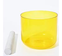 Crystal Singing Bowl, 432Hz Multicolor Quartz Singing Bowl Multiple Notes Suede Mallet O Ring Yoga Sound Healing(Yellow,E note)