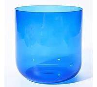 Crystal Singing Bowl, 432Hz Multicolor Quartz Singing Bowl Multiple Notes Suede Mallet O Ring Yoga Sound Healing(Blue,D note)