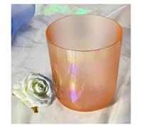 Crystal Singing Bowl, 432Hz,Orange Cosmic Light Sound Bowl for Yoga Meditation, with Free Acrylic Striker & O-ring, Colored Quartz Chakra Bowl(6 inch E Note)