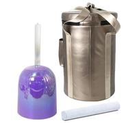 Crystal Singing Bowl, 432Hz,Purple Handle Crystal Singing Bowl, Quartz Chakra Colored Sound Bowl for Yoga Meditation Sound Healing, Mallet & Handle Case Included(6 inch F Note)