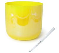Crystal Singing Bowl, 432Hz,Yellow Cosmic Light Sound Bowl for Yoga Meditation, with Free Acrylic Striker & O-ring, Colored Quartz Chakra Bowl(8 inch E Note)