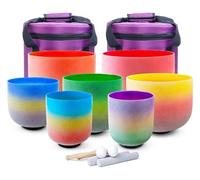 Crystal Singing Bowl, 440Hz Crystal Singing Bowl, 6-12in Set 7 PCS, With Heavy Duty Carrying Case, Suede Striker, Rubber Mallet, For Meditation, Sound Healing
