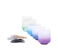 Crystal Singing Bowl 6-12 Inch 7pcs 432HZ Note Color Gradient Frosted Crystal Singing Bowl Set with Carrying Case(Random hz no bag)