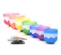 Crystal Singing Bowl, 6-12 Inch Set Colored Lotus Crystal Singing Bowls,(440hz)