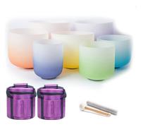 Crystal Singing Bowl, 6-12 Inch Set, With Carrying Case Rubber Mallet Suede Stick O-ring, For Meditation Sound Healing Therapy(432Hz)