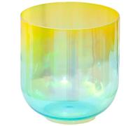 Crystal Singing Bowl, 6 inches,432Hz, for Yoga Meditationwith Free Acrylic Striker & O-ring, Yellow Cyan Gradient(E note)
