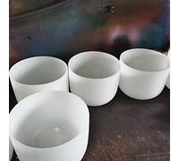 Crystal Singing Bowl, 7"-12" Note set of 7PCS Chakra Frosted Quartz Crystal Singing Bowl(440hz)