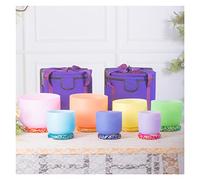 Crystal Singing Bowl, 7 Colors 7 Piece Set 6"-12" Frosted Quartz Crystal Singing Bowl(440hzbowls With Bags)