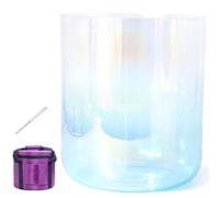 Crystal Singing Bowl, 7 Inch 432HZ, For Sound Healing, Meditation, Prayer, Stress Reduction, With Striker & O-ring, Heavy Duty Carrying Cases(Blue,F Note)