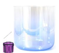 Crystal Singing Bowl, 7 Inch 432HZ, For Sound Healing, Meditation, Prayer, Stress Reduction, With Striker & O-ring, Heavy Duty Carrying Cases(Indigo,A Note)