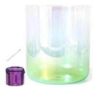 Crystal Singing Bowl, 7 Inch 432HZ, For Sound Meditation, Prayer, Stress Reduction, With Striker & O-ring, Heavy Duty Carrying Cases (Green E Note)