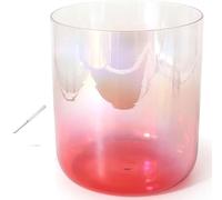Crystal Singing Bowl ， 7 inch 432Hz Multicolor Crystal Singing Bowl With Striker O-ring For Chakra(Red,A Note)