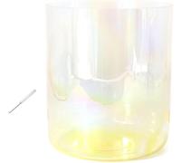 Crystal Singing Bowl ， 7 inch 432Hz Multicolor Crystal Singing Bowl With Striker O-ring For Chakra(Yellow,C Note)