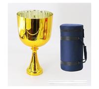 Crystal Singing Bowl, 7 Inch Handheld Crystal Chalice, 432Hz Electroplated Golden, With Carry Case, Acrylic Striker, For Yoga Meditation, Sound Healing(D Note)