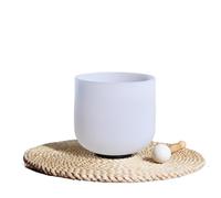 crystal singing bowl 8 Inch 440/432Hz Note White Frosted Quartz Crystal Singing bowl for Sound Healing Meditation with Mallet for Meditation Sound Therapy Deep Resonance(432Hz Note E)
