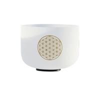 Crystal Singing Bowl， 8 Inch Quartz Crystal Singing Bowl 528Hz C Note Life Flower Design