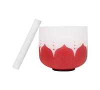 Crystal Singing Bowl 8 Inch Singing Bowl White Red Matte Quartz Crystal Rubber Ring Stick for Stress Relief Yoga Meditation