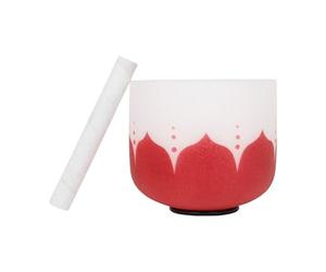 Crystal Singing Bowl 8 Inch Singing Bowl White Red Matte Quartz Crystal Rubber Ring Stick for Stress Relief Yoga Meditation