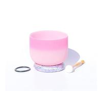 Crystal Singing Bowl C Note - 8 Inch Frosted with Rubber Hammer and Silk Brocade Cushion for Yoga Meditation Zen