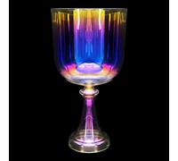 Crystal Singing Bowl, Crystal Cup Transparent Dazzling Music Bowl, Handheld Transparent Colorful Singing Bowl, 7” Quartz Stone Singing Bowl (comes with backpack, percussion hammer)