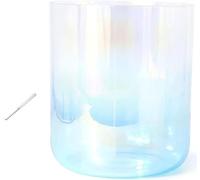 Crystal Singing Bowl ， Crystal Singing Bowl Set 7 inch 432hz Multicolor A-G Notes for calming Prayer(Blue,C Note)
