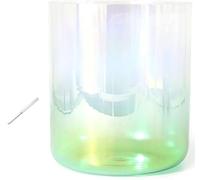 Crystal Singing Bowl ， Crystal Singing Bowl Set 7 inch 432hz Multicolor A-G Notes for calming Prayer(Green,B Note)