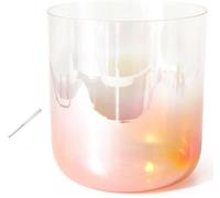 Crystal Singing Bowl ， Crystal Singing Bowl Set 7 inch 432hz Multicolor A-G Notes for calming Prayer(Orange,D Note)