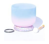 Crystal Singing Bowl, Crystal Yoga Singing Bowl Set Blue Pink Gradient 7-12 Inches With Hammer And O-Ring(10 inches)