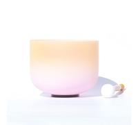 Crystal Singing Bowl D Note Frosted Quartz Crystal Tibetan Singing Bowl Buddha Music Bowl with Striker for Sound Healing Meditation Release Pressure Ornaments(10")