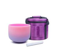 Crystal Singing Bowl F Note Frosted Quartz Crystal Singing Bowl Pink-Purple Color 8inch(Random)
