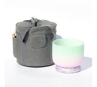 Crystal Singing Bowl Frosted Quartz Crystal Singing Bowl F key Pink And Green Buddha Music Bowl With Striker And Carrying Case For Sound Healing Meditation Release Pressure Ornaments