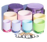 Crystal Singing Bowl, Frosted Set, 7 PCS 6-12 Inch Kit, With Carrying Case, Rubber Mallet For Meditation Sound Healing Yoga(432Hz)