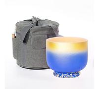 Crystal singing bowl Gilt Crystal Singing Bowl A Note Frosted Quartz Crystal Singing Bowl Dark Blue Buddha Music Bowl(12")
