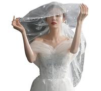 Crystal Singing Bowl Pearls Wedding Veil Short Bridal Sparkling With Stones Edge Sequins 2 Tiers Face-Covered With Comb White(Color2)