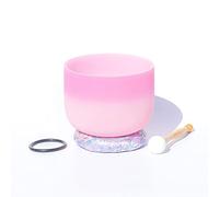 Crystal Singing Bowl Pink Frosted Quartz Crystal Singing Bowl C Key Buddha Music Bowl With Striker And O-ring For Sound Healing Meditation Release Pressure Ornaments (Size : 8")