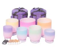 Crystal Singing Bowl, Quartz, 7pcs 6-12 Inch Set, For Stress Reduction, Prayer, Buddhist, Balancing Body Chakra, With Suede Striker, Rubber Mallet(432hz)