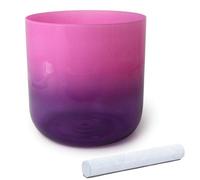 Crystal Singing Bowl, Quartz Singing Bowl Set For Pink Purple 6-8 Inch With Notes 9 Pcs Suede Mallet O-ring(432Hz,7 inch B note)