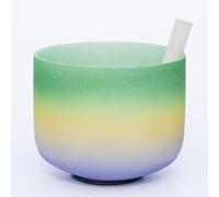 Crystal Singing Bowl- Rainbow Series, 7 Note C/D/E/F/G/A/B Chakra Sound Healing Percussion With Carrying Bag, Silk Brocade Cushion, Sheepskin Stick, Gift For Yoga Meditation (Size:10Inch,Color:G Note)