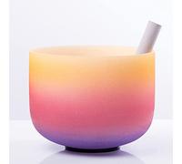 Crystal Singing Bowl- Rainbow Series, 7 Note C/D/E/F/G/A/B Chakra Sound Healing Percussion with Carrying Bag, Silk Brocade Cushion, Sheepskin Stick, Gift for Yoga Meditation Zen