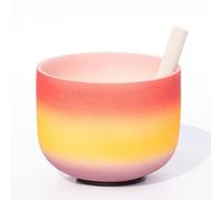 Crystal Singing Bowl- Rainbow Series, 7 Note C/D/E/F/G/A/B Chakra Sound Healing Percussion With Carrying Bag, Silk Brocade Cushion, Sheepskin Stick, Gift For Yoga Meditation (Size:8Inch,Color:F Note)