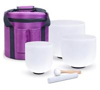 Crystal Singing Bowl, Set, 12"C 10"F 8"G, For Meditation, Sound Healing, Yoga, With Heavy Duty Carrying Case, Mallet Suede Strikers And O-rings(440hz)
