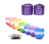 Crystal Singing Bowl Set, 440Hz/432Hz Set Of 7 Pcs 6-12" Lotus Frosted Chakra Quartz with Heavy Duty Carrying Caseson (440Hz)