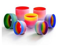 Crystal Singing Bowl Set, 6-12 Inch Frosted Set, 7pcs 12C 11D 10E 9F 8A 7G 6B, With Suede Striker, Rubber Mallet, O-Ring, For Meditation, Body Healing, Yoga
