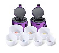 Crystal Singing Bowl Set, 6-12 Inch Set, With Suede Striker, Rubber Mallet, For Yoga, Sound Healing, Crystal Cleansing, Meditation, Sound Healing(440hz)