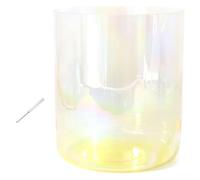 Crystal Singing Bowl Set, 7 Inch 432HZ Crystal Singing Bowl, For Sound Healing, Meditation, Prayer, Stress Reduction, With Striker & O-ring(Yellow,A Note)